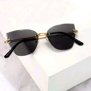 Cat Eye Rimless Sunglasses with Case